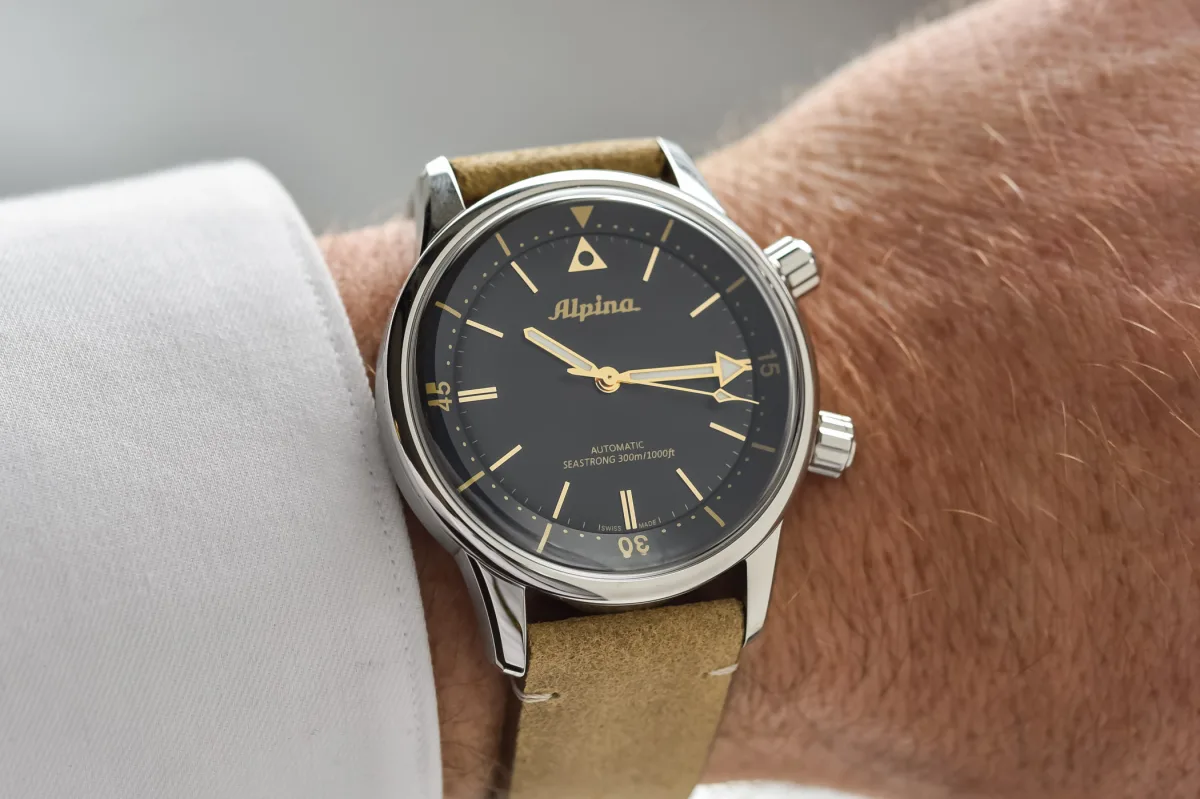 Alpina Seastrong Diver 300 Heritage on brown leather strap