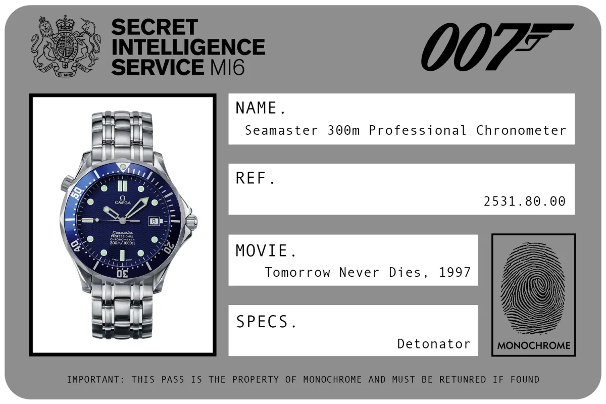 OMEGA Seamaster Diver 300M Professional Chronometer in Tomorrow Never Dies.