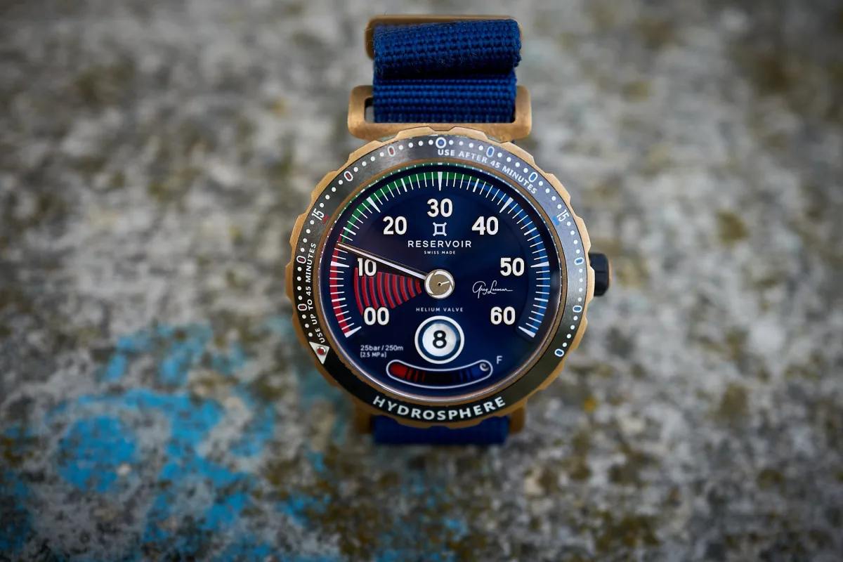 Reservoir Hydrosphere with luminescent blue dial.