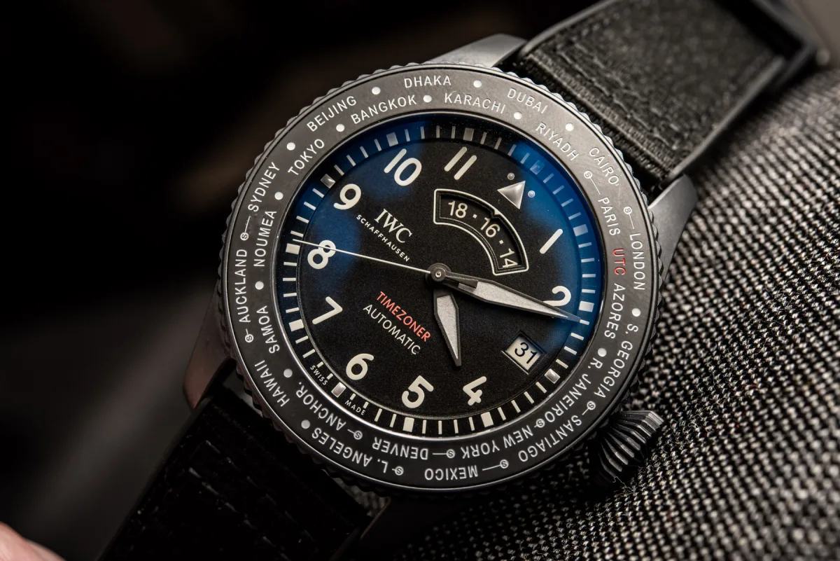 IWC Pilot’s Watch Timezoner TOP GUN Ceratanium front view