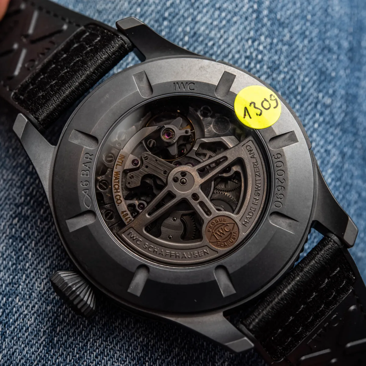 IWC movement 82760 visible through sapphire case back