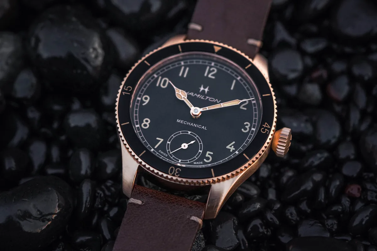 43mm Hamilton Khaki Pilot Pioneer Manual Wind with steel and bronze cases