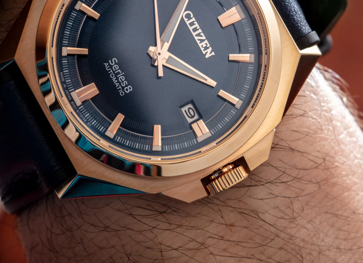 Close-up of Citizen Series 8 831 dial and hands