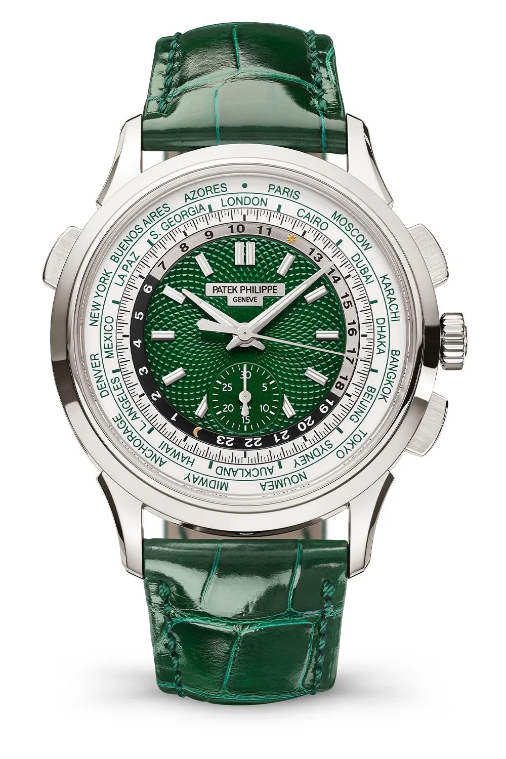 Patek Philippe 5930P movement visible through case back