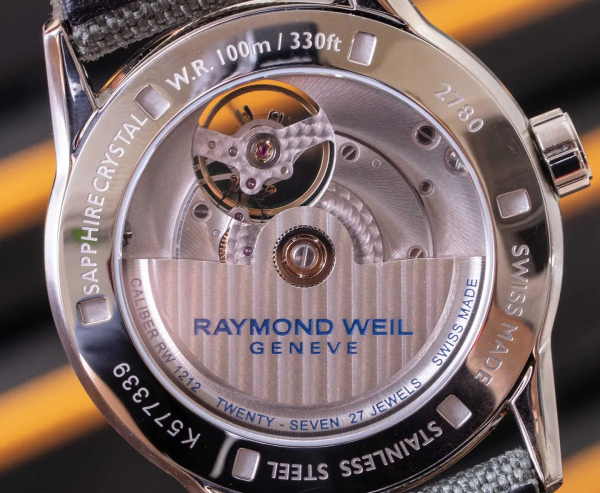 Close-up of RW1212 movement with open-heart feature