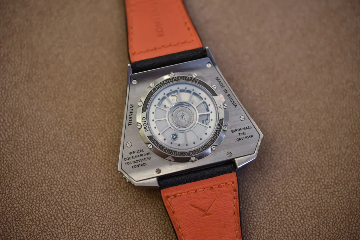 Mars Conqueror MK3 on black leather strap with orange stitching