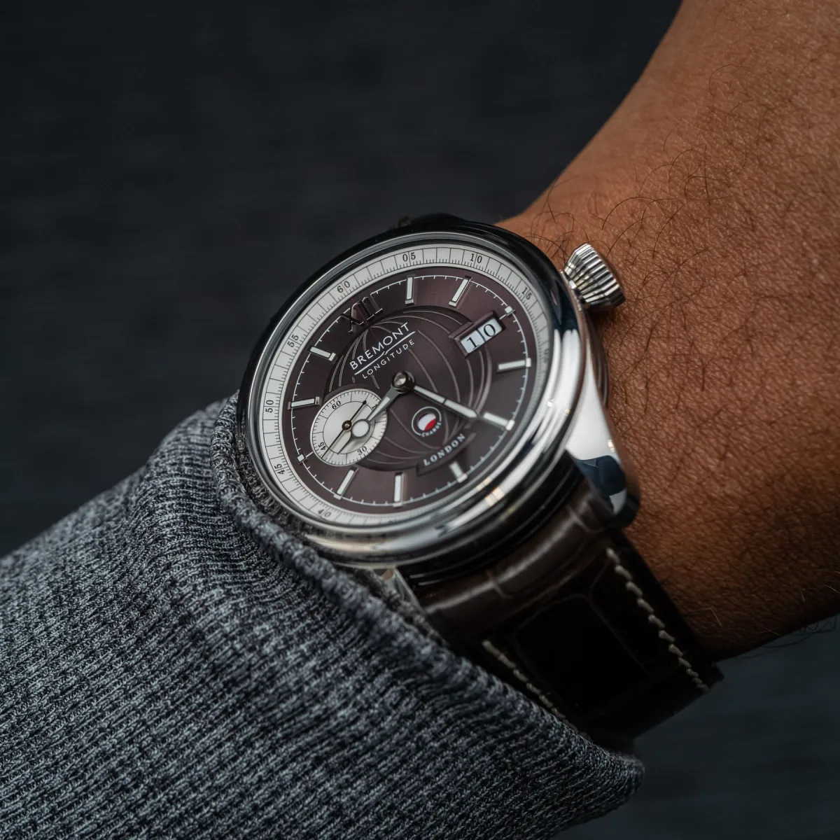 Blued screws on Bremont ENG376 movement