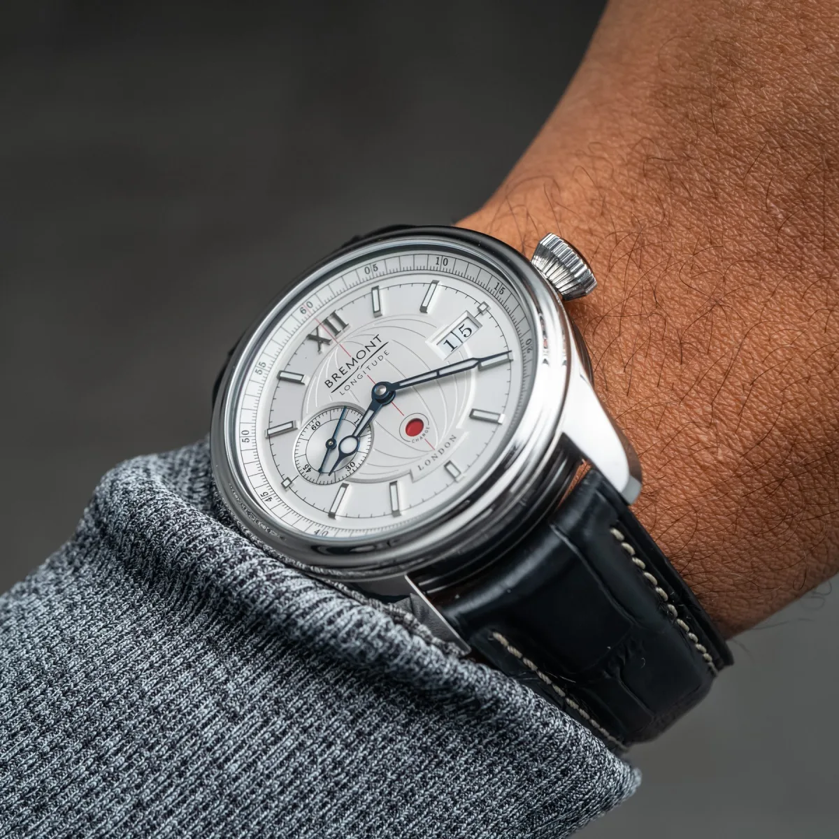 Brass outer bezel of Bremont Longitude