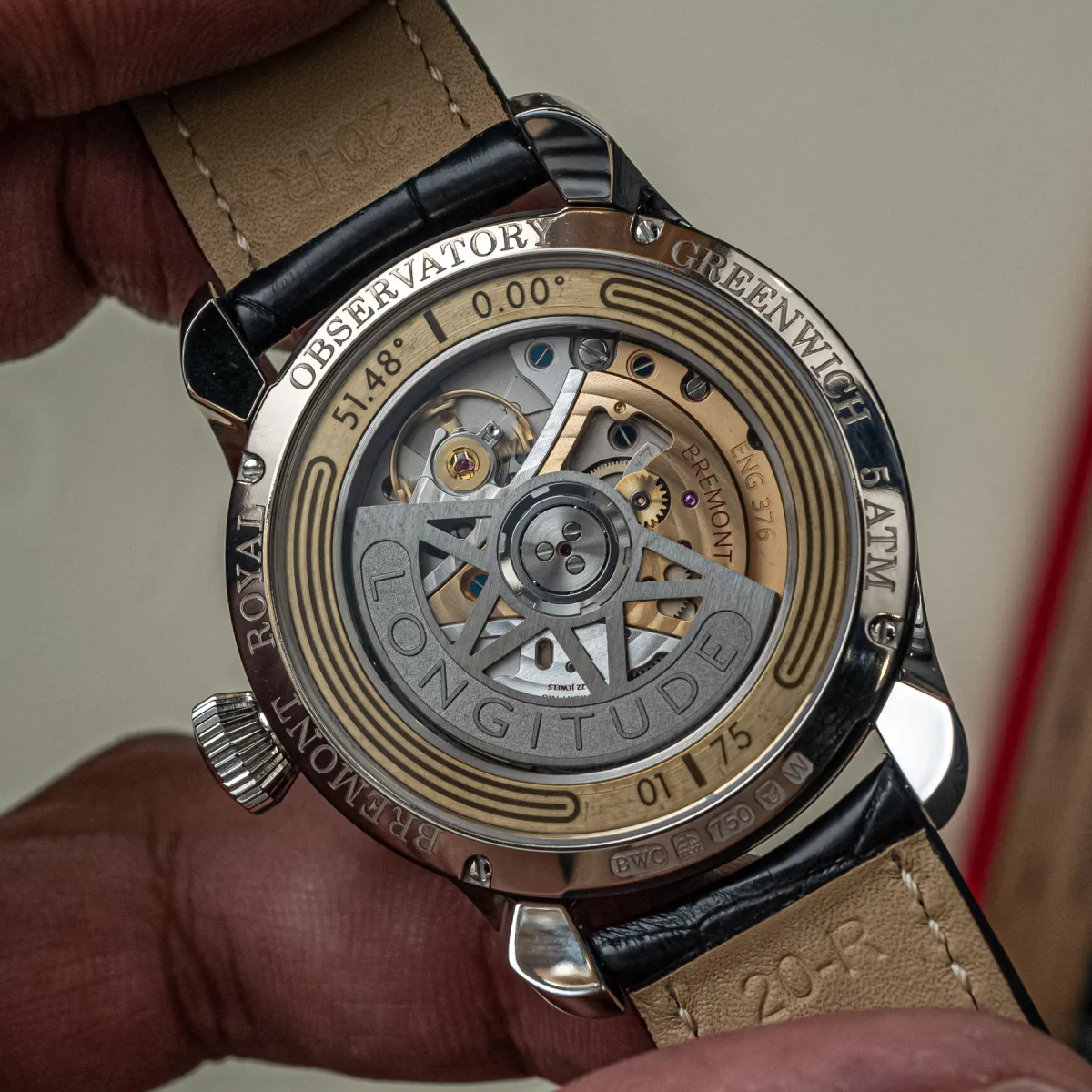 Case back view of Bremont ENG376