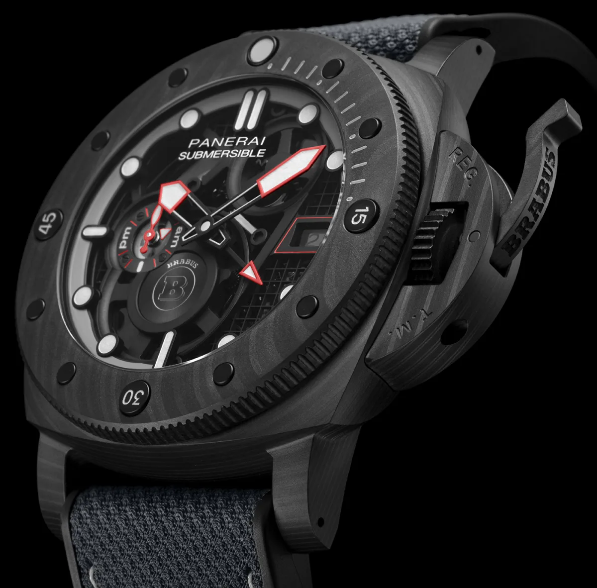 Panerai Submersible S BRABUS Black Ops Edition side view of case
