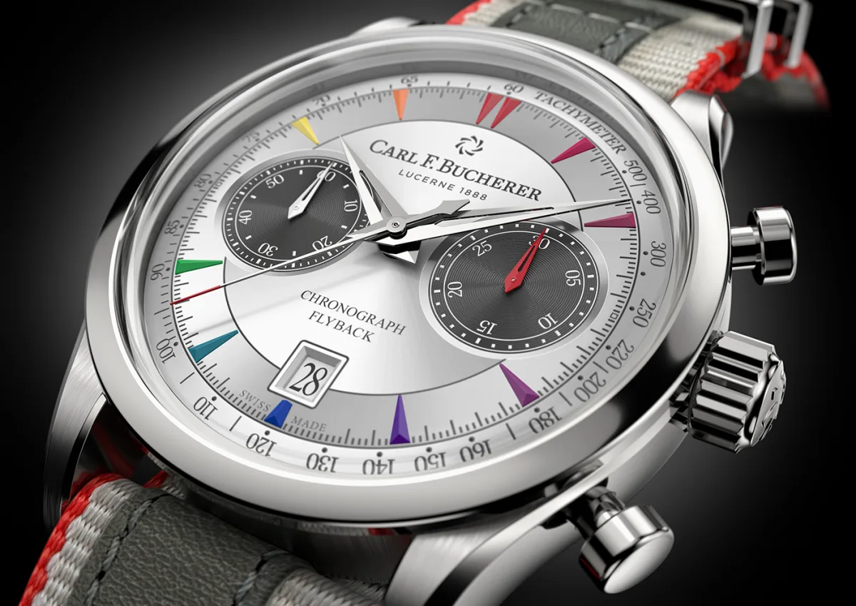 Dial of Carl F. Bucherer Manero Flyback Signature with colorful indices
