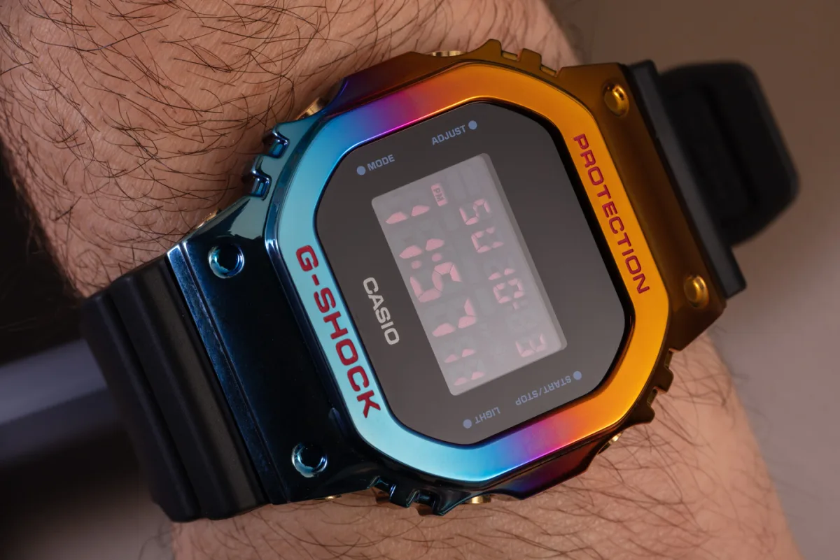 Casio G-Shock GM5600SN-1 with red LCD display