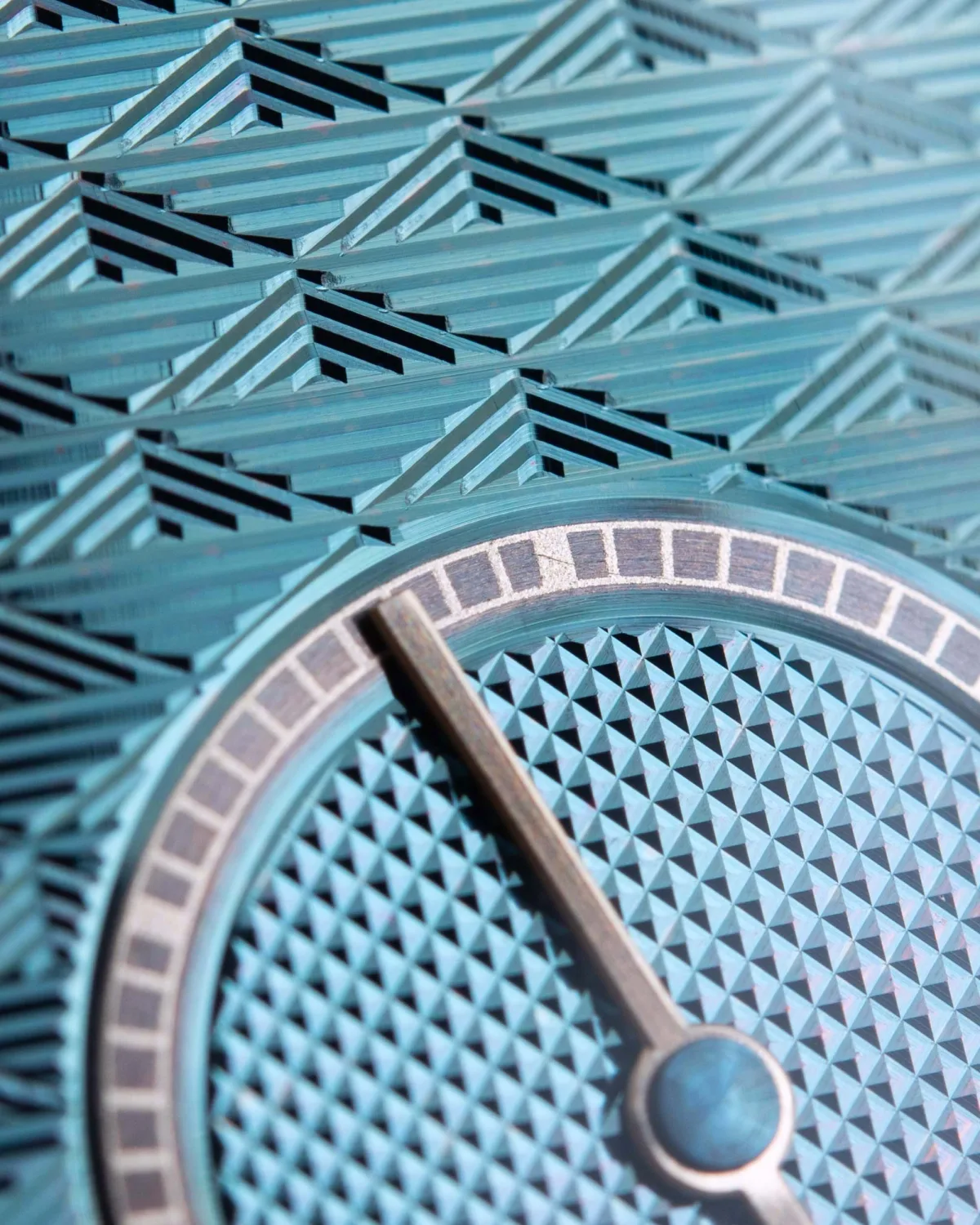 Close-up of Andersen Geneve watch dial imperfections.