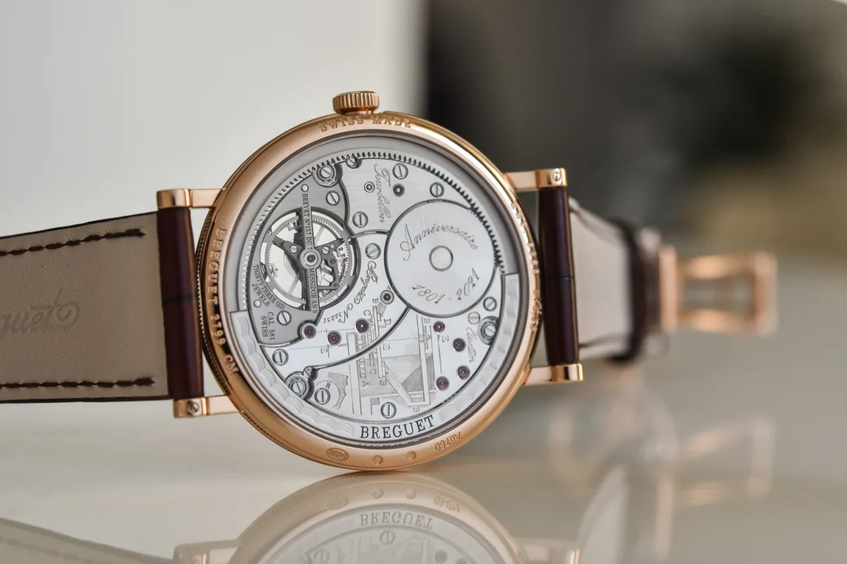 Back of Breguet watch with visible caliber 581 movement