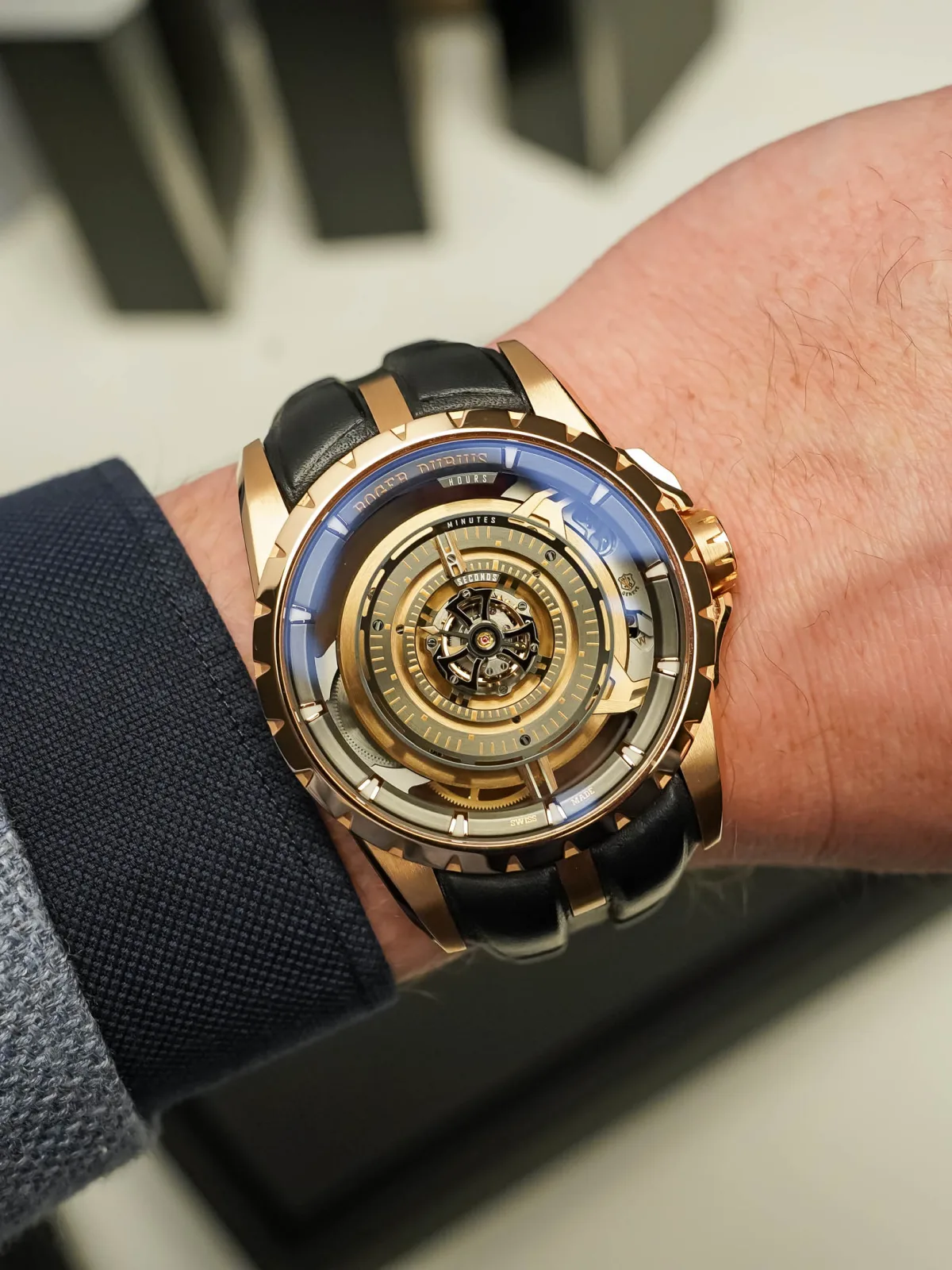Back view of Roger Dubuis Orbis in Machina showing the movement
