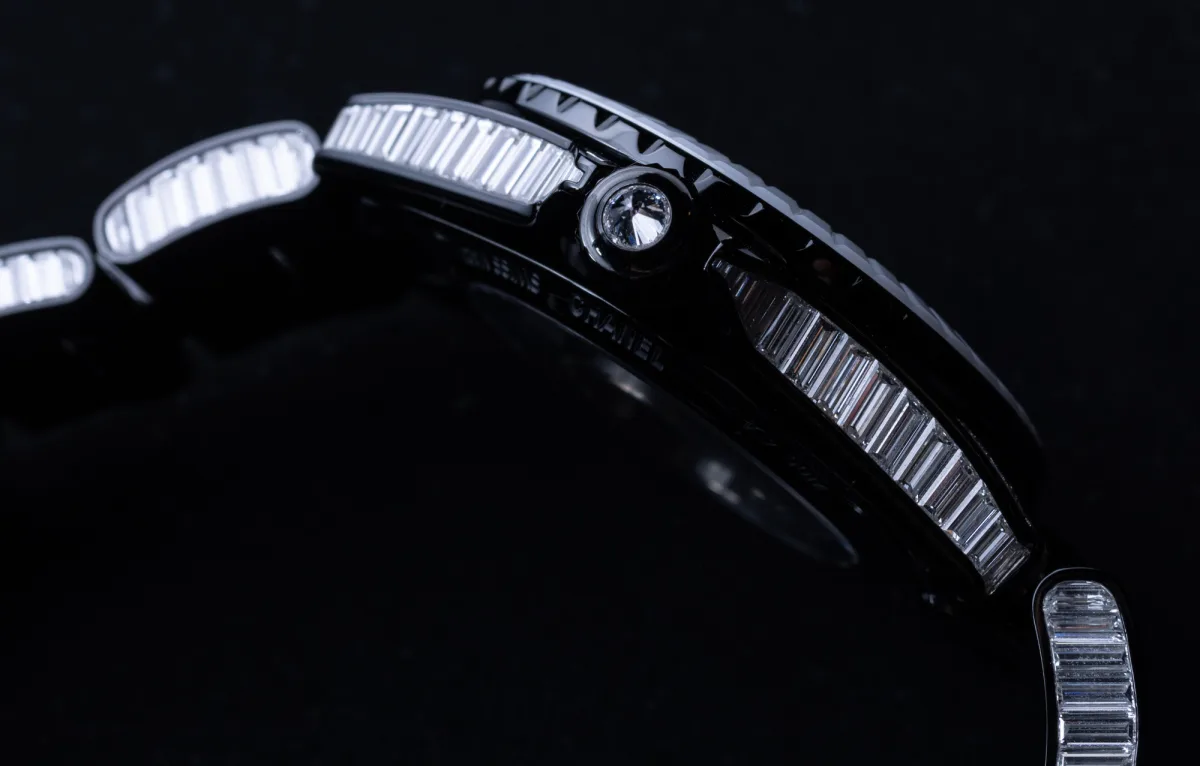 Chanel J12 White Star Couture watch side view