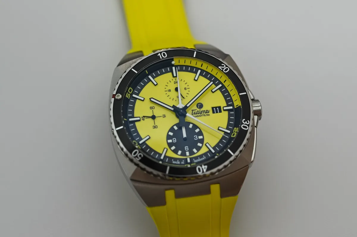 Detailed view of Tutima Saxon One ZSM chronograph layout