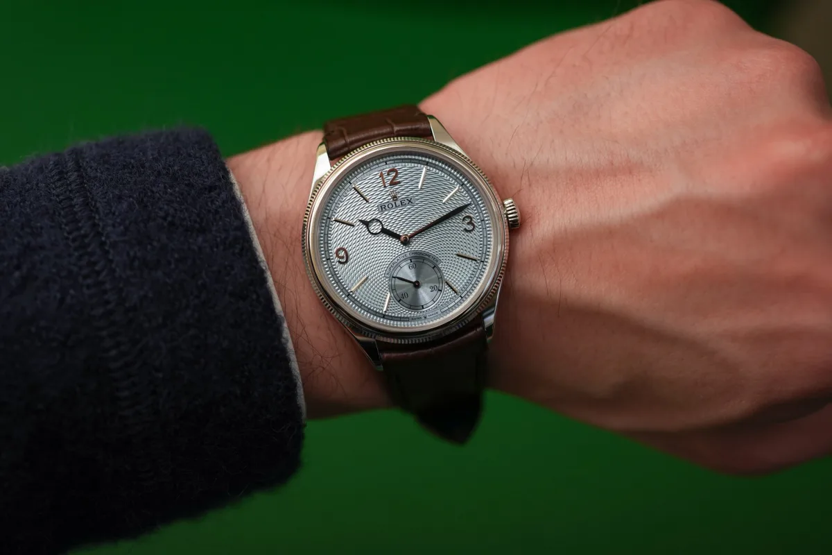 Rolex Perpetual 1908 Platinum & Ice Blue Guilloche watch