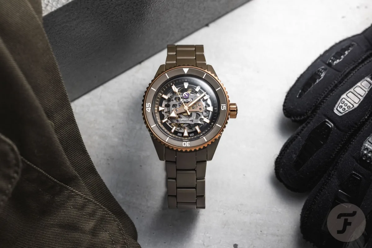 Rado Captain Cook High-Tech Ceramic Skeleton watch with olive-green ceramic case