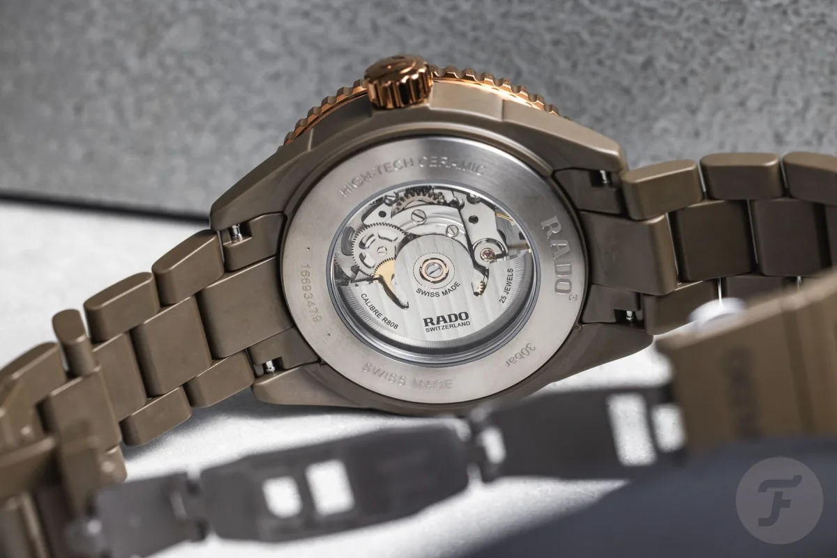 View of Rado Captain Cook sapphire dial with floating indices