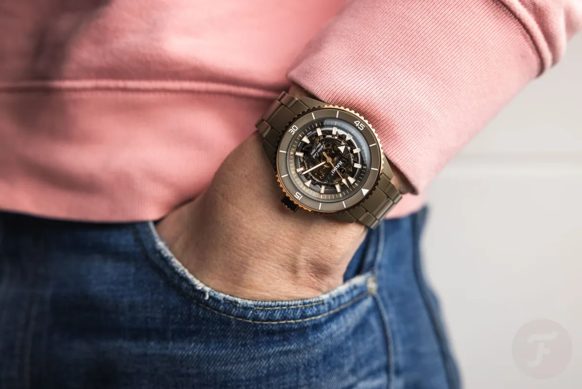 Rado Captain Cook titanium and sapphire case back revealing movement