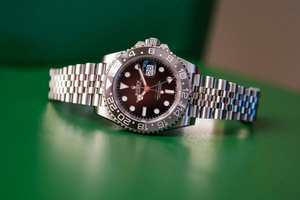 Rolex GMT Master II 126710GRNR Bruce Wayne with steel case