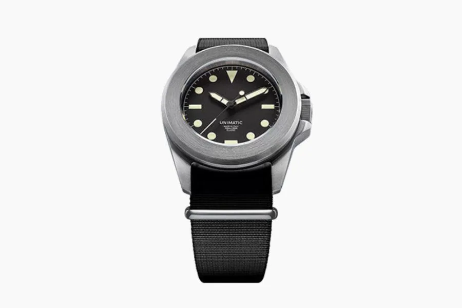 Unimatic UC4 watch showcasing minimalist design.
