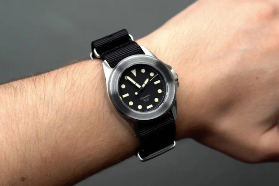 Unimatic UC4 with NATO strap and fixed bezel.
