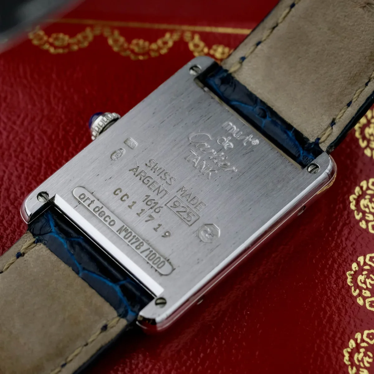 Close-up of the Cartier Tank Art Deco 1616 dial