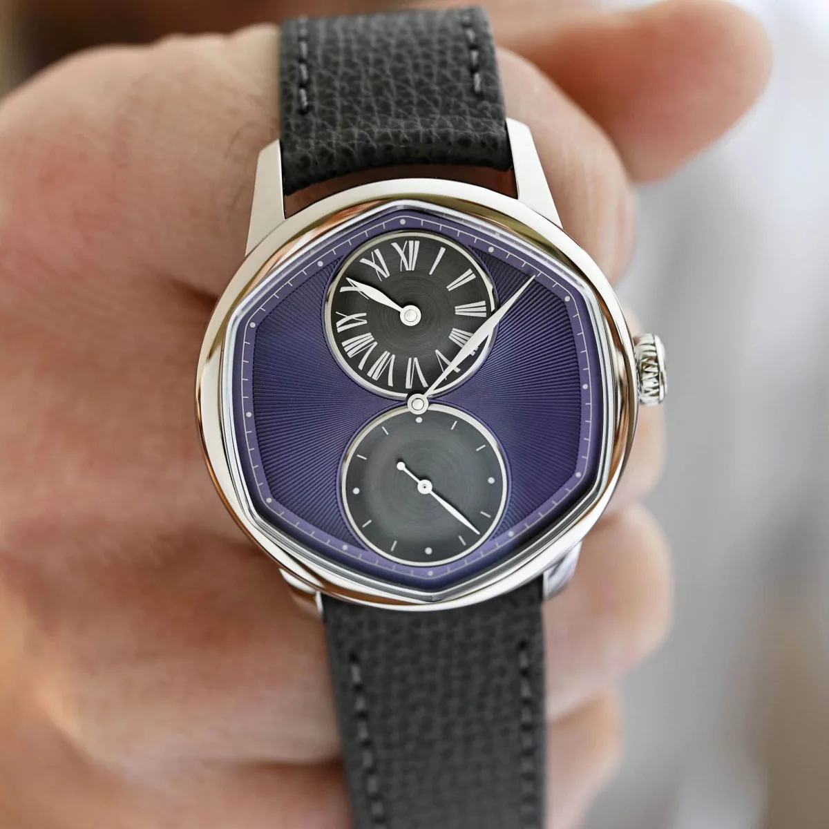 Louis Erard Régulateur x Cédric Johner watch with hexagonal design