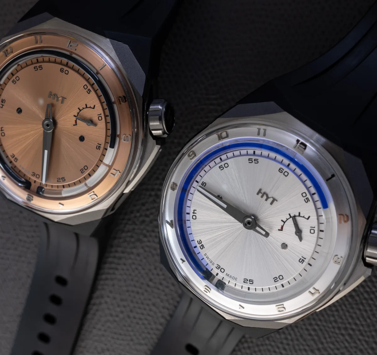 Back view of HYT T1 showing sapphire case back