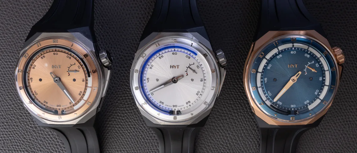 Various dial colors of the HYT T1 collection