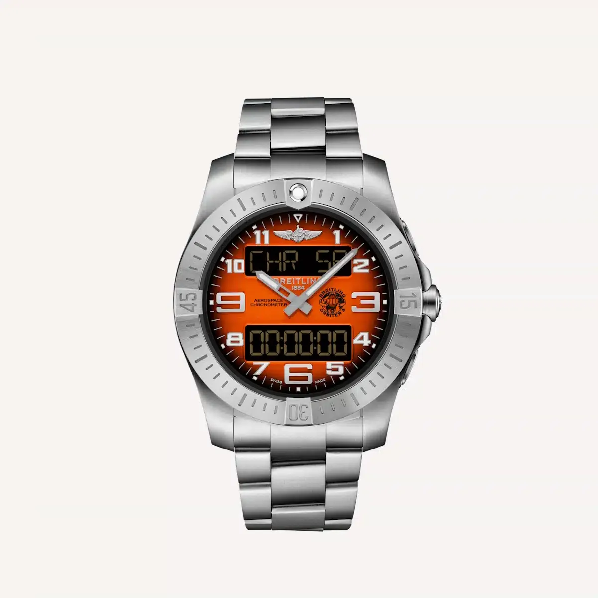 Breitling Aerospace B70 Orbiter watch with bright orange dial and titanium case