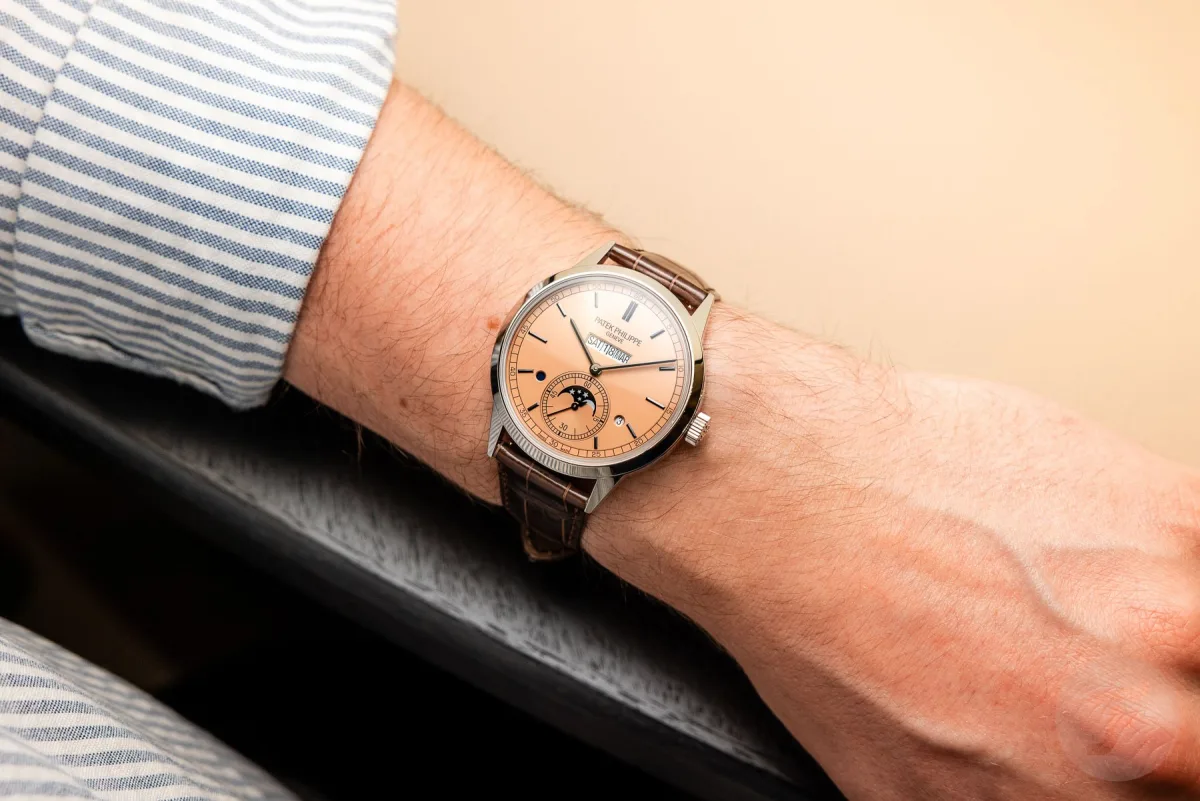 Charcoal gray hands and indexes on Patek Philippe 5236P