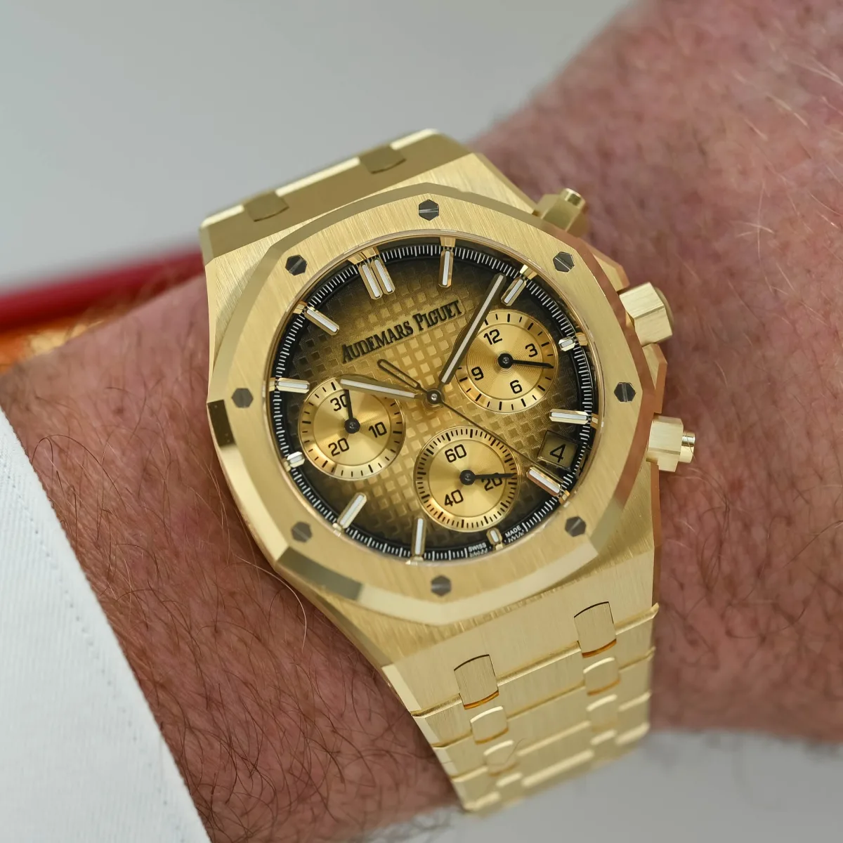 Audemars Piguet Royal Oak 41mm yellow gold chronograph on bracelet