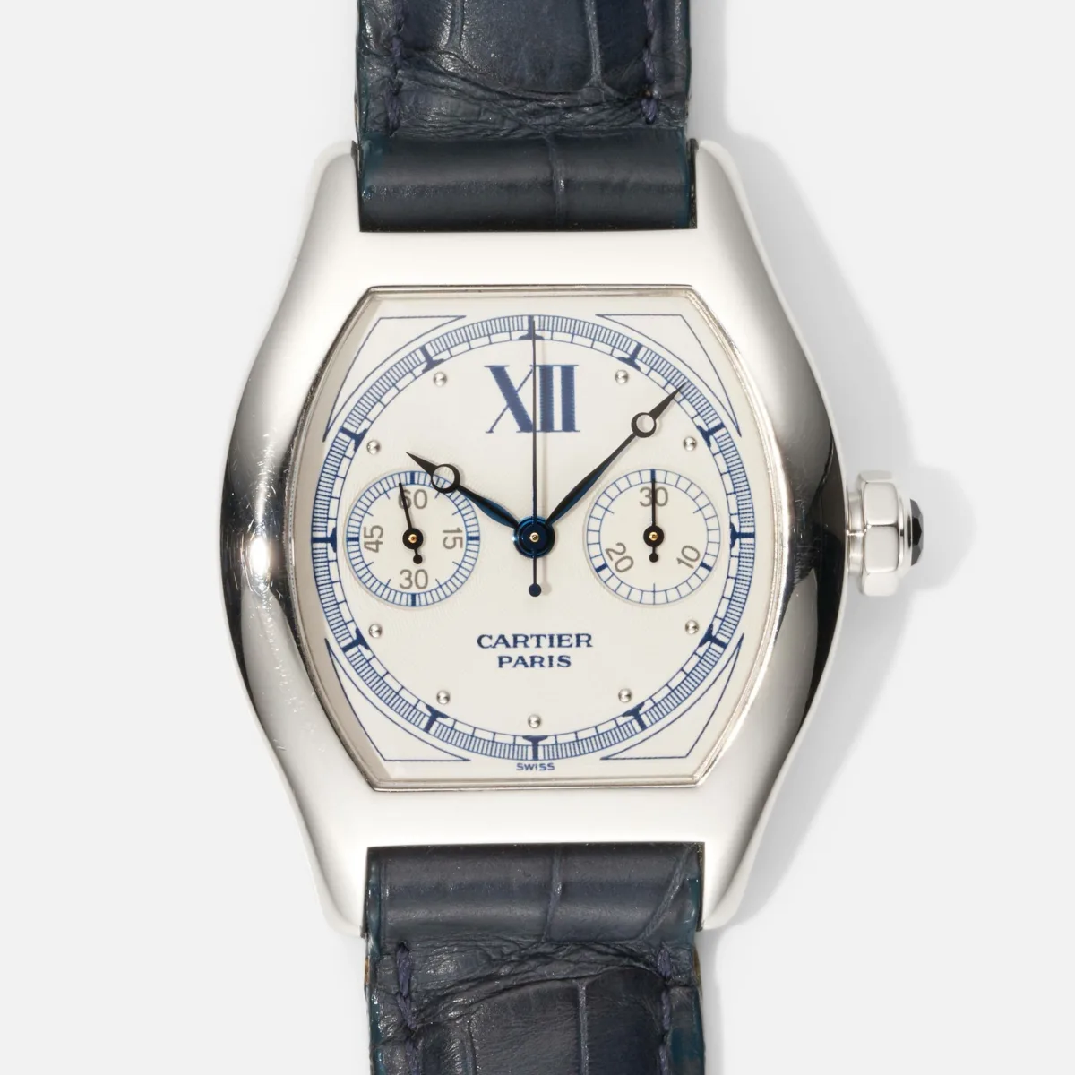 Vintage Cartier Tortue Monopoussoir Chronograph with original dial.