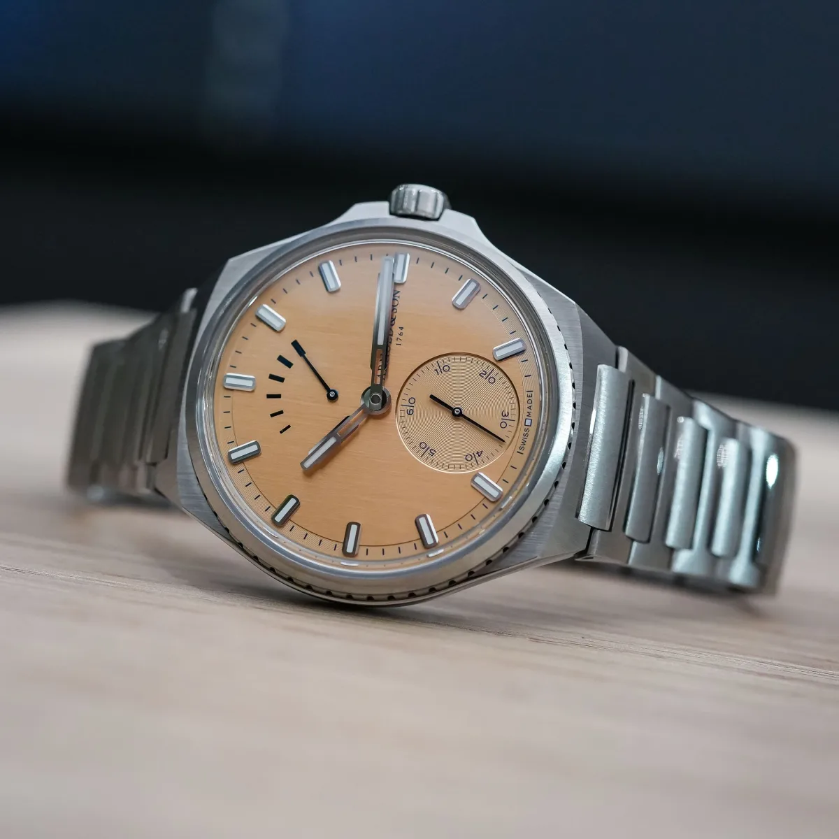 Case back of limited edition Arnold & Son Longitude Titanium