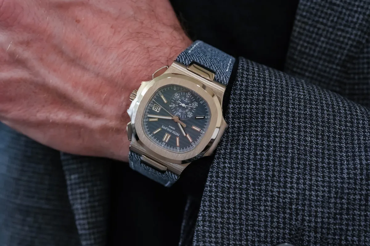 Patek Philippe Nautilus Chronograph 5980G with denim theme