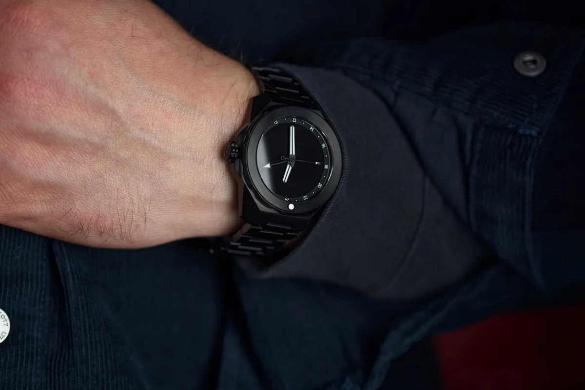 Odyssey Black Dragonfish on a white rubber strap