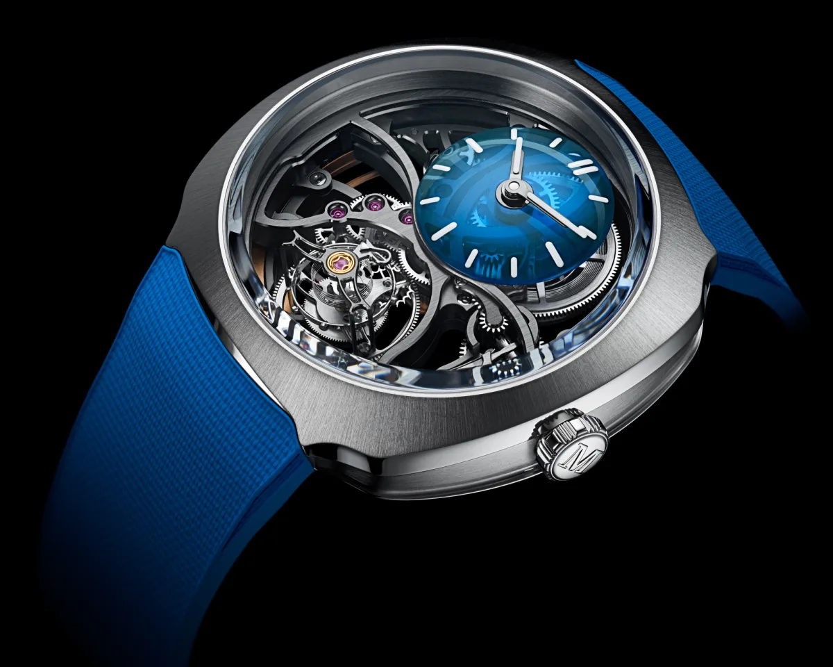 Side view of H. Moser & Cie. Streamliner Cylindrical Tourbillon Skeleton Alpine
