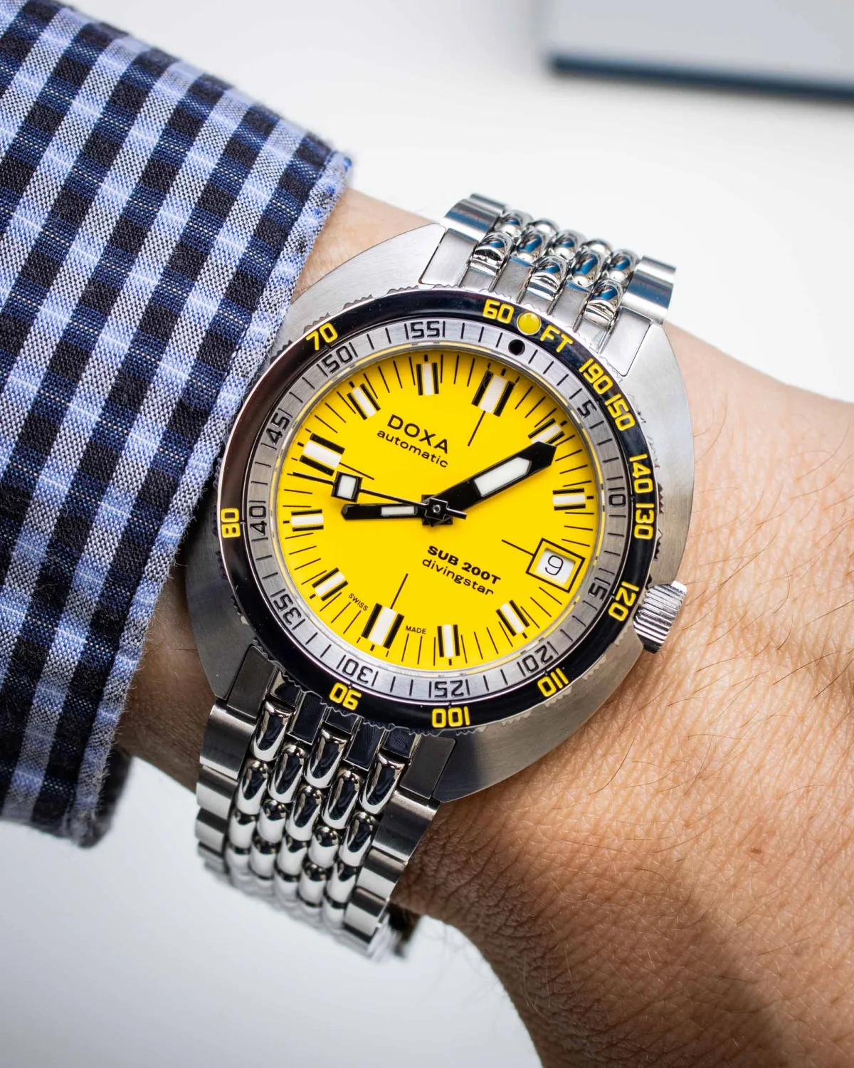 Doxa SUB 200T watch with cushion-shaped case