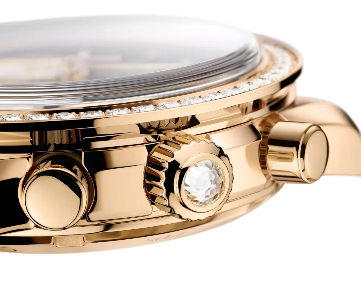 Omega Speedmaster 38 Sedna Gold with diamonds and brown dial