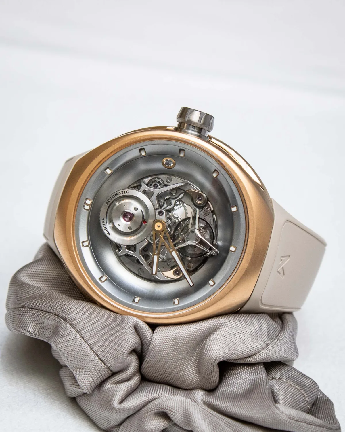 Vanguart Orb watch in rose gold with intricate mechanics