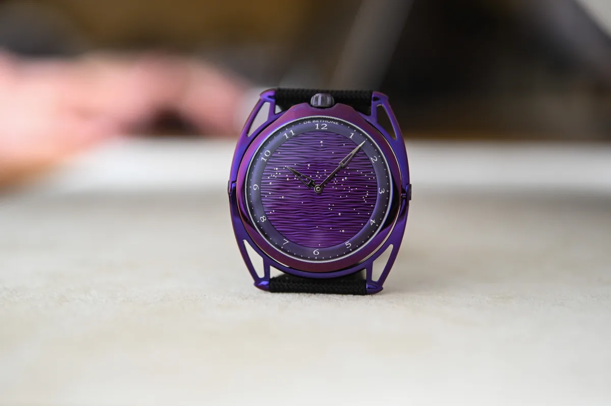 De Bethune DB28XS Purple Rain watch with purple titanium dial