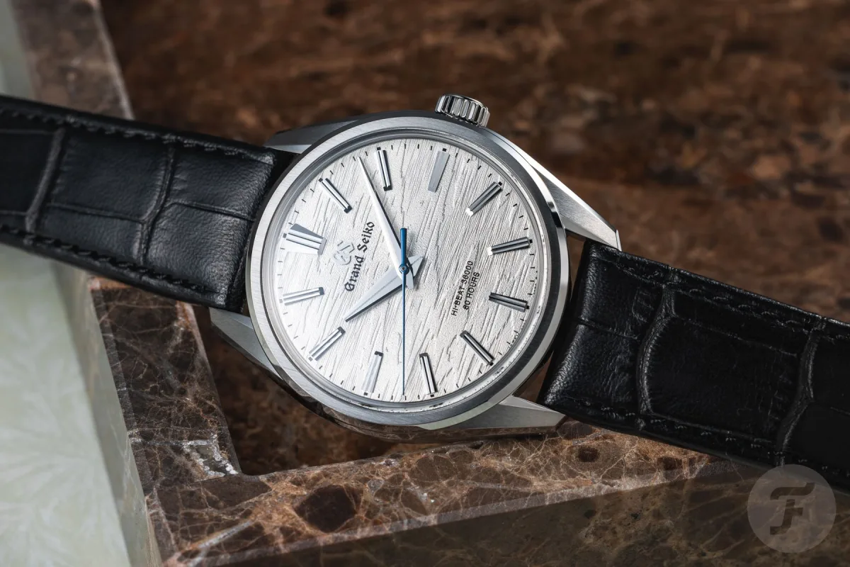 Close-up of Grand Seiko SLGW003 Birch Bark dial