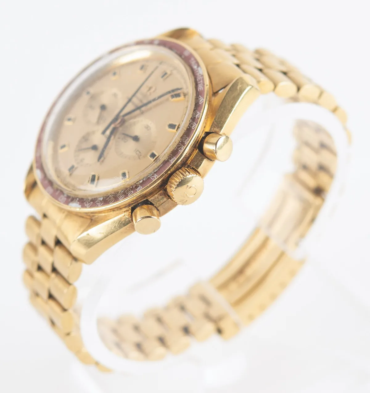 Close-up of engraving on Omega Speedmaster