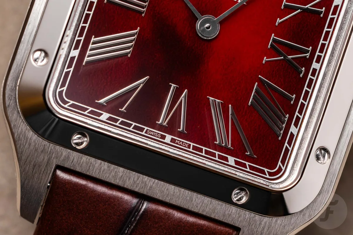 Cartier Santos-Dumont Rewind platinum case with ruby cabochon
