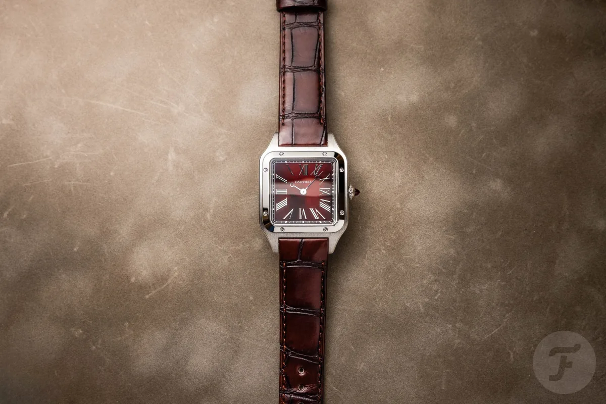 Cartier Santos-Dumont Rewind watch on display