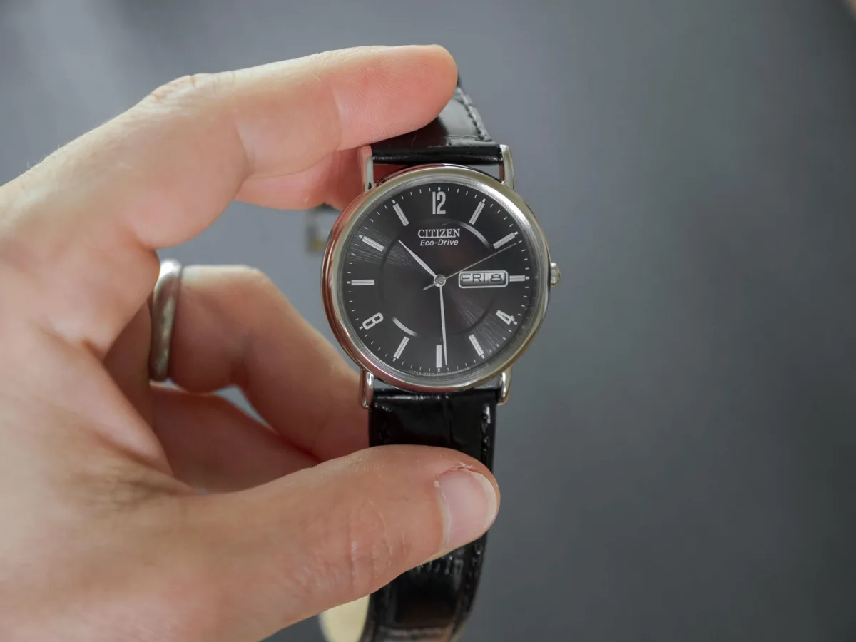 Citizen Eco-Drive watch with transparent dial