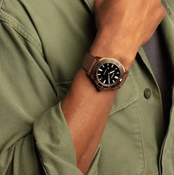 Shinola Runwell watch with blue-collar style